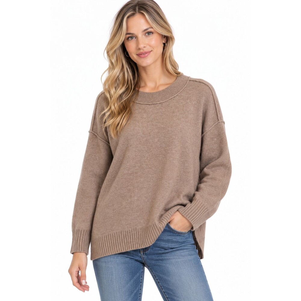 Pilcro Anthropologie Alani 100% Cashmere Mock Neck Sweater Size XL Brown